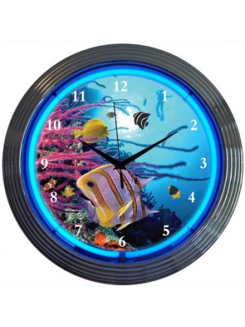 Aquarium wall neon clock