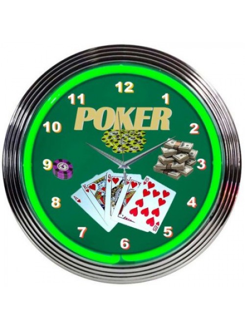 Poker wall neon clock