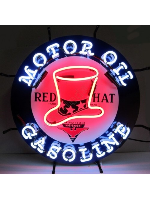 Red Hat Motor Oil Gasoline Neon Sign