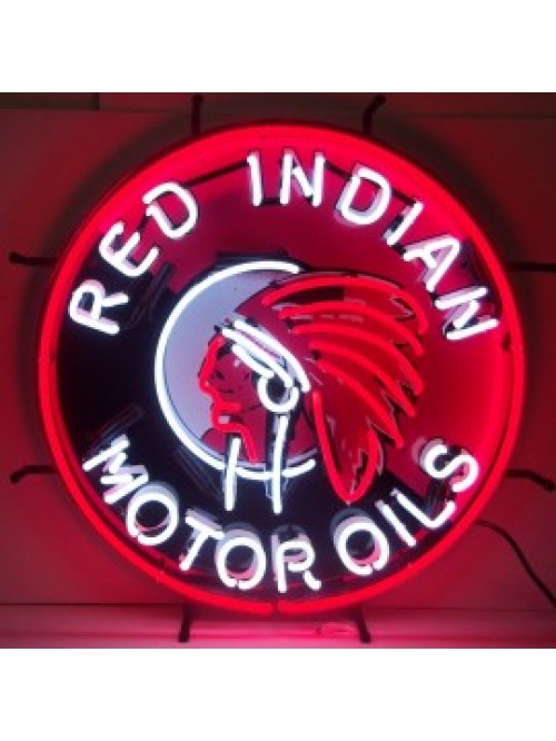 Red Indian Motor Oils Neon Sign