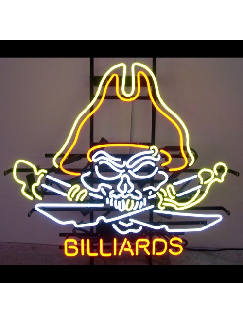 Pirate Skull Billiards Neon Sign